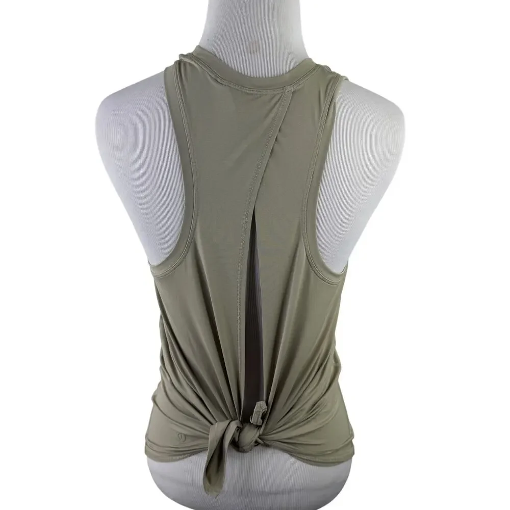 Lululemon Women's Green All Tied Up High Neck Tank Top Shirt